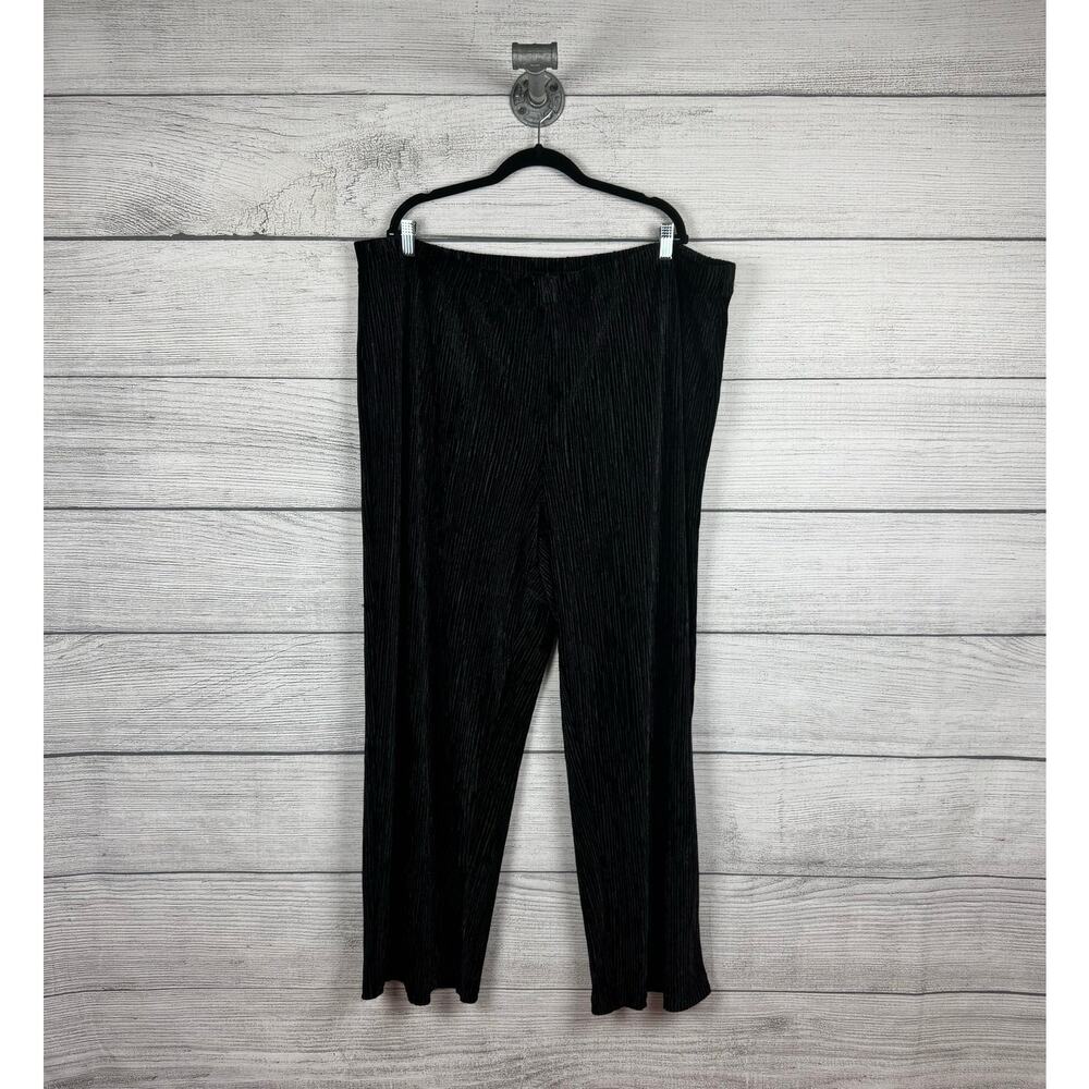Dennis By Dennis Basso Plus Size Black Textured Velvet Wide Leg Pants Size 2X